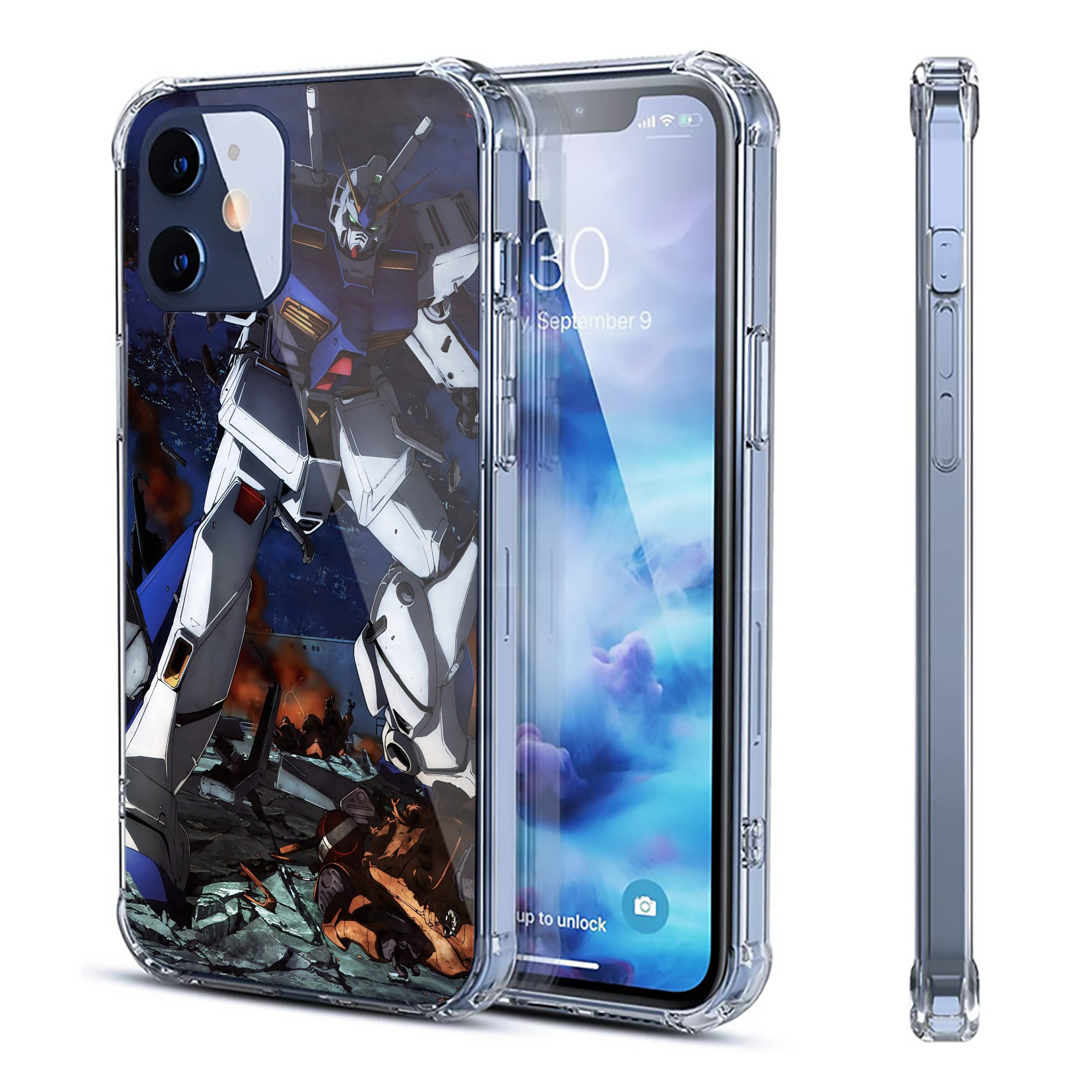 （画像用） 機動戦士ガンダム Mobile Suit Gundam 【iPhone 12シリーズ対応】透明スマホケース（クリアソフトケース）